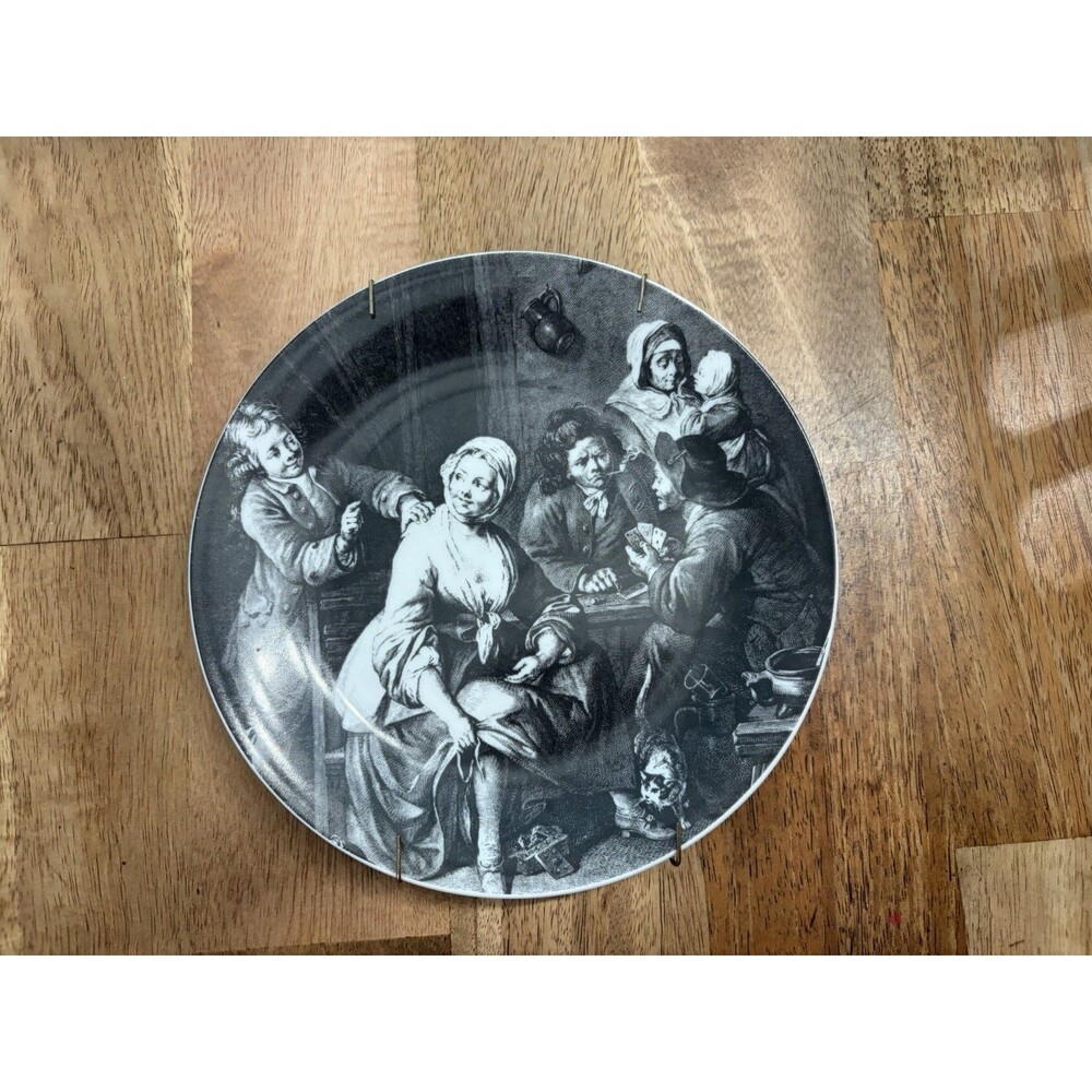 Vtg Seltmann Weiden Plate “Footwarmer” by Krause Cat & Jolly Folk W. Germany SEE